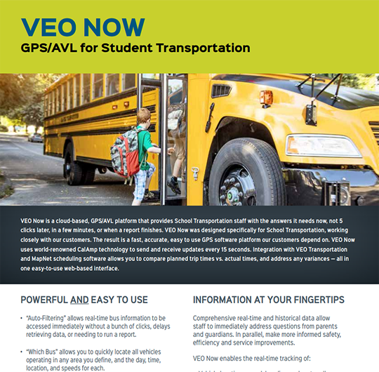 VEO NOW: GPS/AVL for Student Transportation