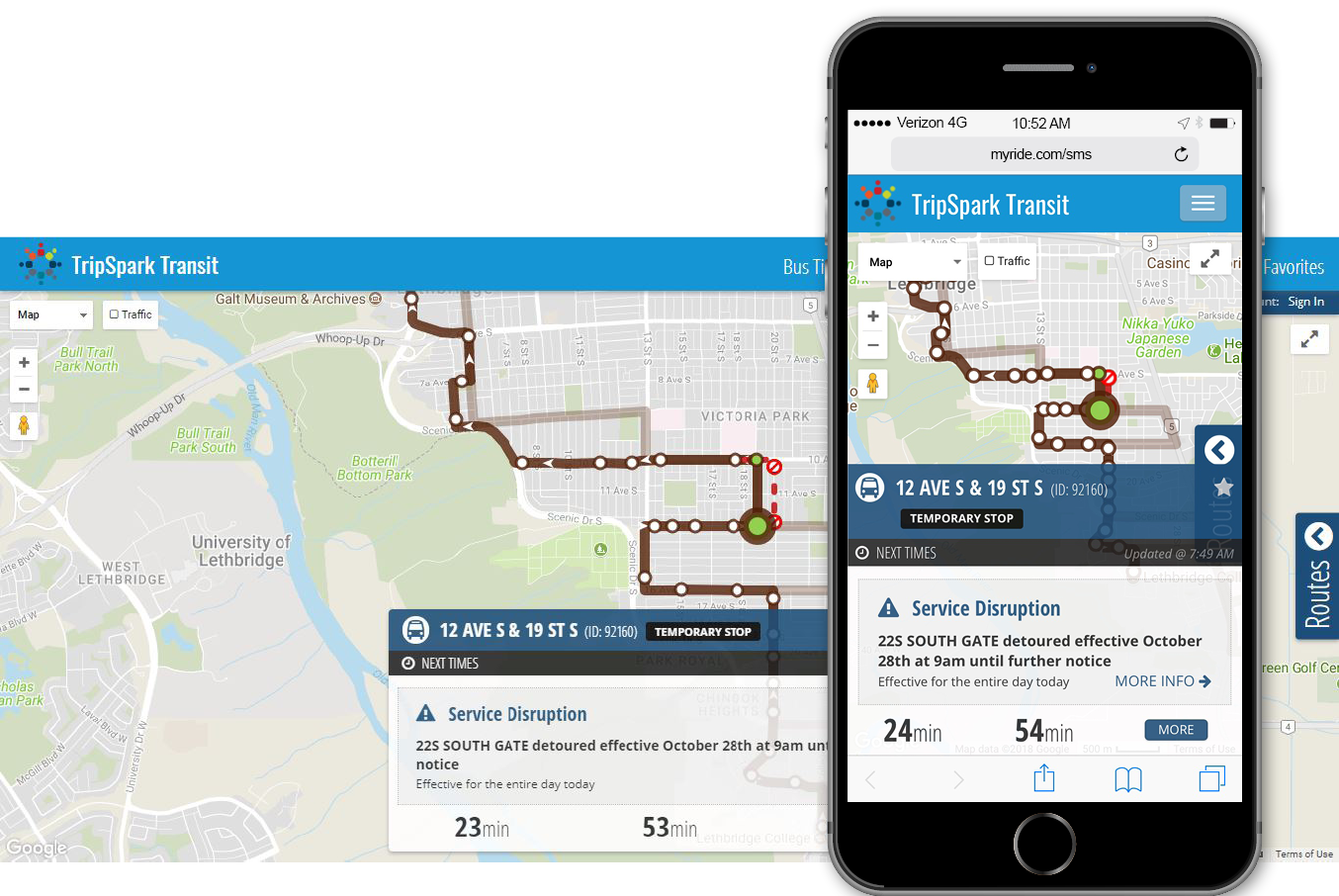Access MyRide via a web browser, iOS or Android app, or through a web browser on a  desktop computer.